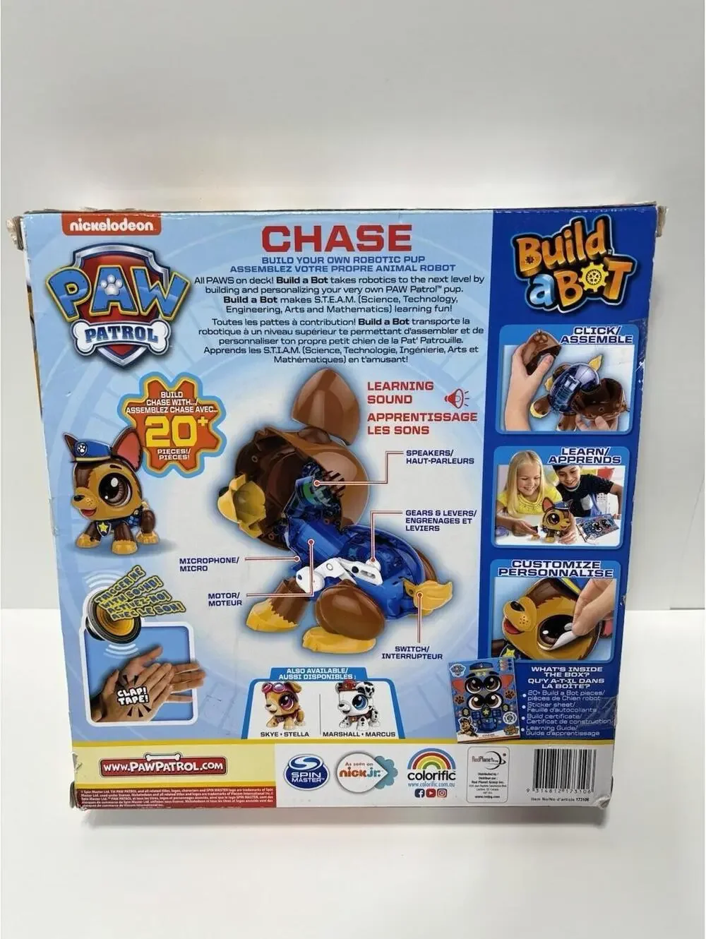 Build-A-Bot Paw Patrol Chase Motorized STEM Toy, Buildable Figure with Light-Up